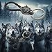 clawster Wolf Keychain Spirit Animal Wolf Head Keyring Wolf Symbol Head Stainless Steel Wolf Pendant Norse Viking (Silver)