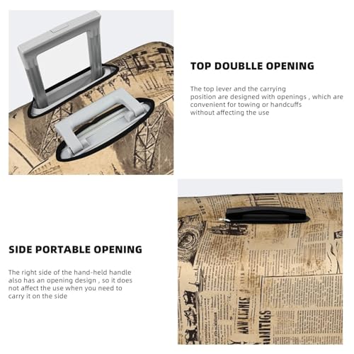 Retro Old Newspaper Paper London Travel Luggage Cover Elastic Suitcase Protector Washable Baggage Covers For Trunk Case Fits 25-28 Inch Luggage4