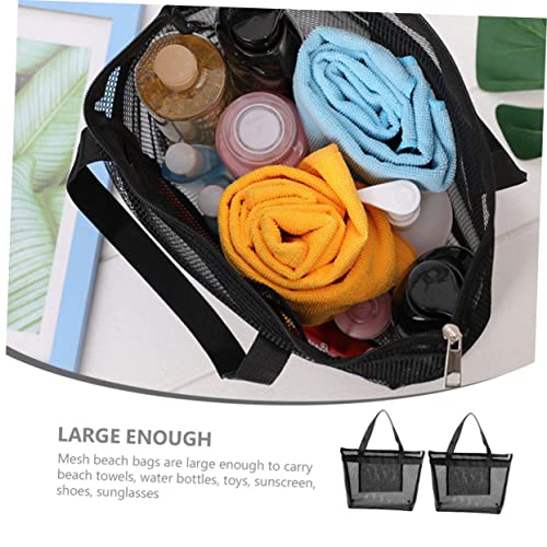 BESPORTBLE 2pcs Mesh Beach Tote Bag Set Waterproof Handheld Travel Bag for Women Lightweight Beach Accessories for Swimming and Shopping4