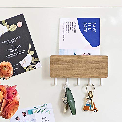 Key Holder for Wall Adhesive Key Hanger for Wall Minimalist Design Key Hook for Wall for Keys Mail and Masks, Key Rack for Wall for Entryway, Mount Hardware and Adhesive Strips Both Included - Beige