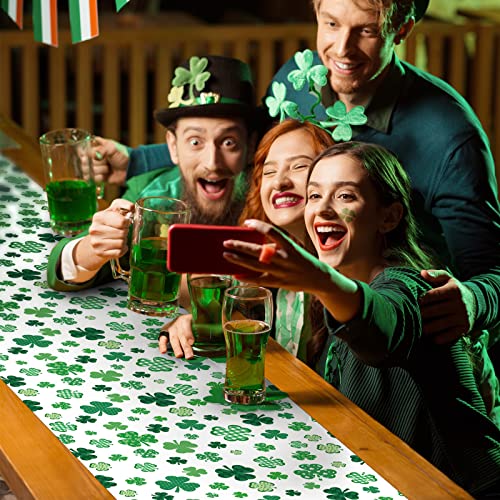 St. Patrick's Day Table Runner Long Dining Irish Green Lucky Clover Party Decoration, Clover Leaves Shamrocks For Wedding Party Holiday For Kitchen Dining Room Home Decoration #TOP2