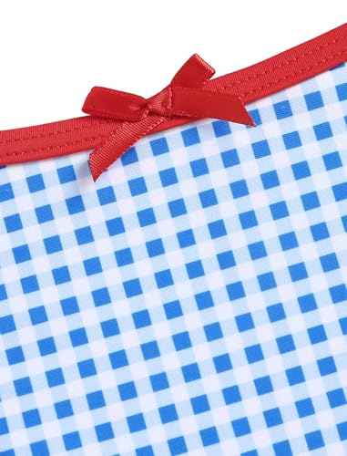 Image of ZAFUL Bikini Sets for Women Halter Bow Decor Tiny Floral Gingham Print Swimsuit Tie Side 2 Pieces Bathing Suit