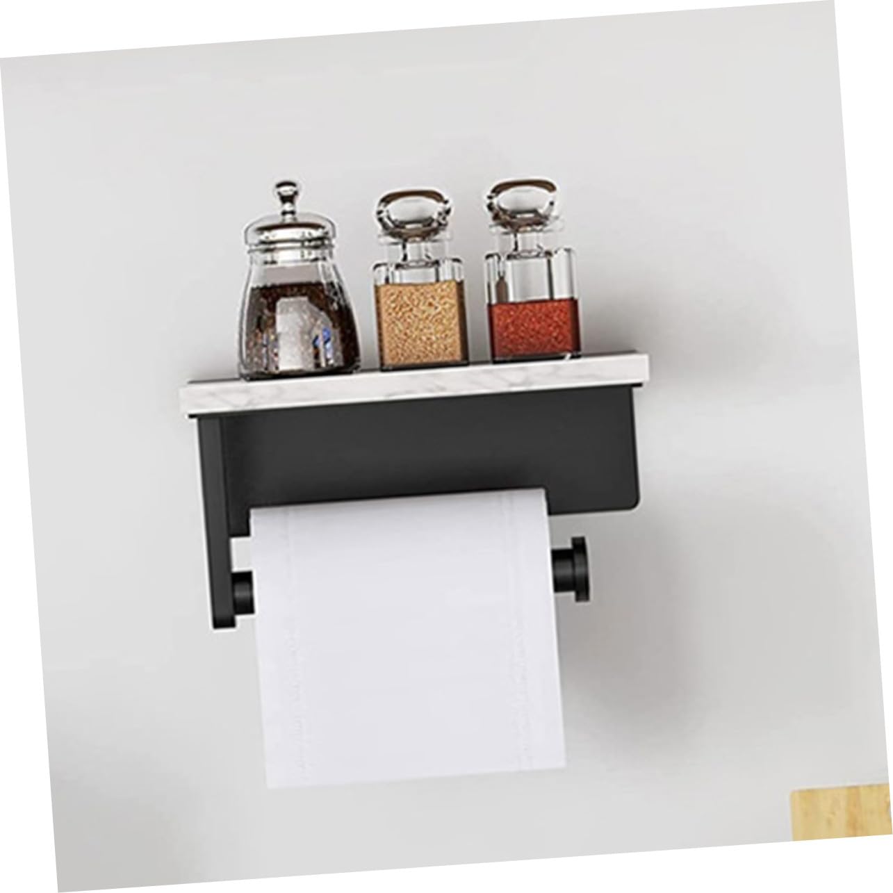 Portarrollos Almacenamiento Creativo de Papel Higiénico de Acero Inoxidable y Moderno y Mármol Blanco Soporte Resistente para Baño y Cocina