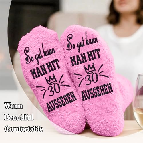 HJDJBD 1 Paar 30 Geburtstag Frauen,30 Geburtstag Frauen Geschenk,Anti Rutsch Socken Damen Geschenk,Beste Kuschelsocken,Lustige Socks,Socken Mit Spruch,Geburtstagsgeschenk für Mutter Tochter Freundin