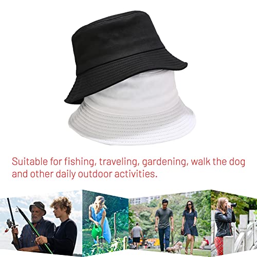 Image of Cotton Bucket Hat for Women Men Summer Travel Sun Beach Bucket Cap, Unisex Outdoor Fisherman Hat