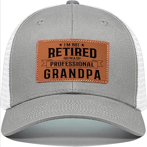 Grandpa Gifts Grandpa Retired Hat for Christmas Fathers Day Birthday Gift for Grandpa from Grandkids Grandfather Trucker Gray Cap