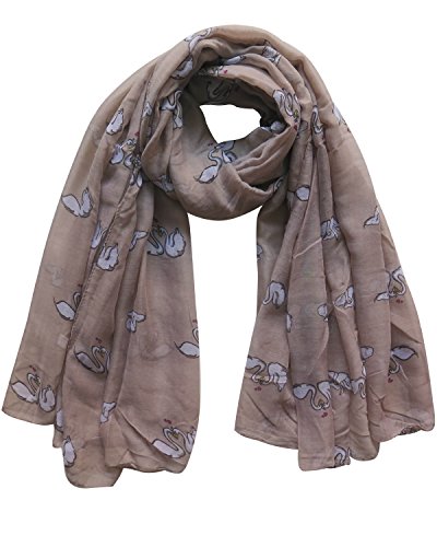 Lina & Lily Swan Print Women's Large Scarf Shawl Lightweight