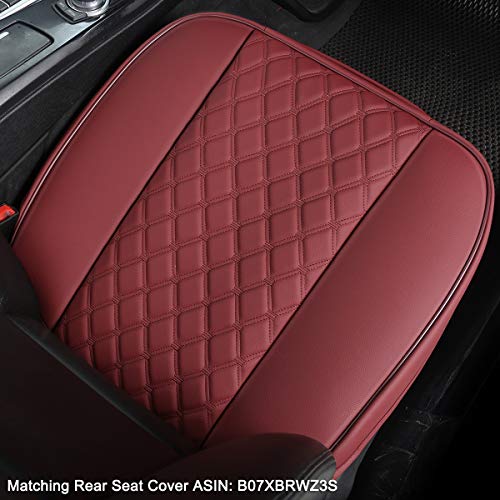 Image of Black Panther 1 Pair PU Car Seat Covers, Front Seat Protectors Compatible with 95% Vehicles,Diamond Pattern Embroidery,Anti-Slip & Full Wrapping Edge (W 21.26''xD 20.86 inch) - Burgundy