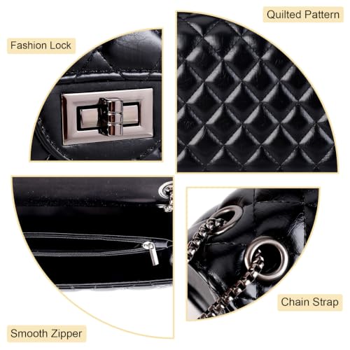 Image of Gladdon Quilted Crossbody Purse for Women Trendy Shoulder Bags | Stylish Shoulder Purse,Quilted Pattern,Structured bag,Chain Strap,Spacious Enough,Casual and Dressy Outfits,Any Occasion