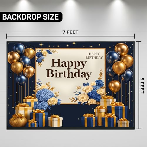 Image of Happy Birthday Theme Backdrop Banner 5x7 ft - Digital Print Cloth Background, Reusable Birthday Party Wall Decoration for Girls, Photo Booth & Stage Decor (BD 38)