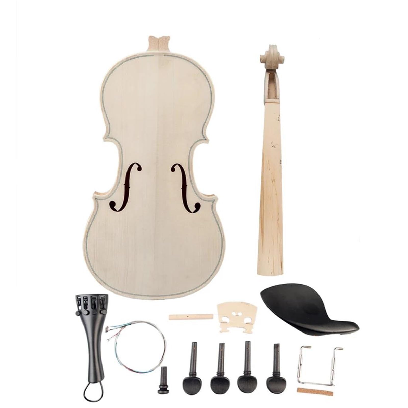 Violino Kit Fai Da Te Per Violino Acustico In Legno Massello Naturale | Include manico e cordiera in lega di alluminio(1/8)