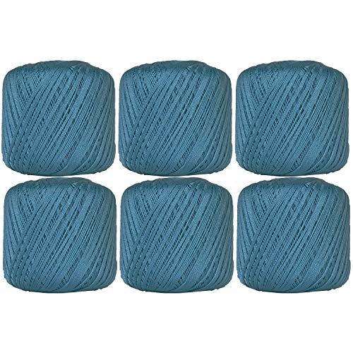 Image of ThreadArt 100% Cotton Crochet Thread Size 10, 6 Ball Pack, Turquoise 42 | Soft pure cotton crochet thread for lace, doilies, amigurumi and crafts. Smooth finish with crisp stitch definition.