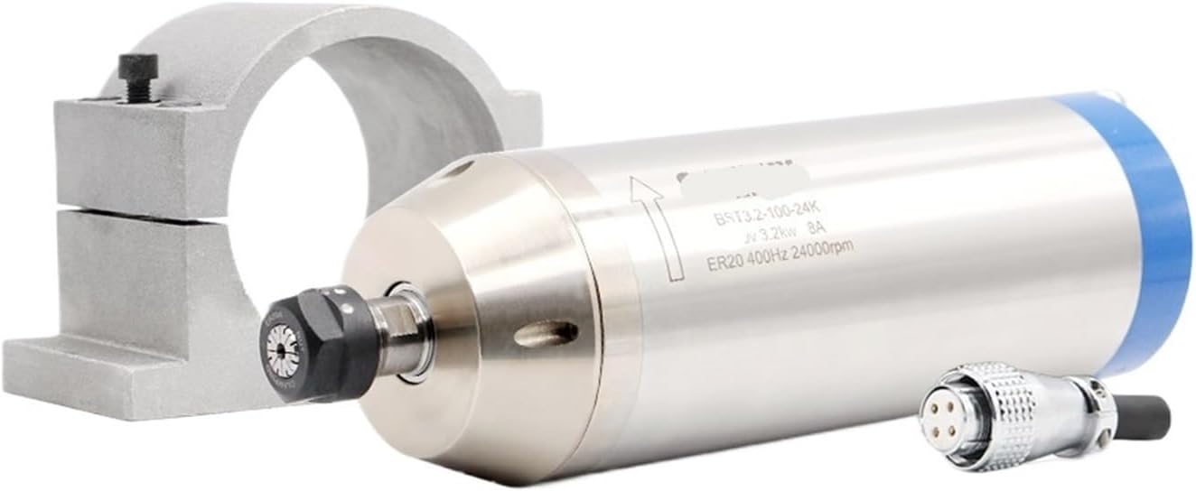 220v/380v 3.2KW ER20 4 Bearings 0.01mm Precision Water-Cooled Motor Spindle 100mm Bracket(Ceramic Ball Bearing,220v)