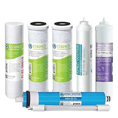 APEC Water Systems FILTER-MAX-ESPHUV-SS 75 GPD High Capacity Complete Replacement Filter Set For Essence Series ROES-PHUV75 Reverse Osmosis System Stage 1-7