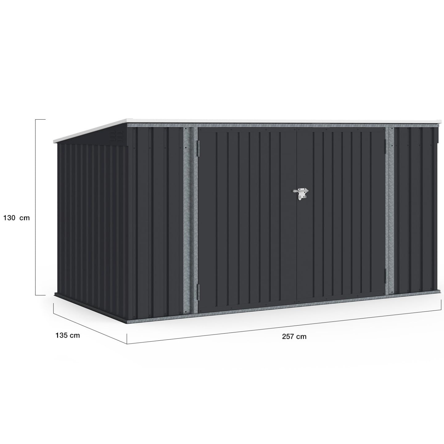 IDMarket - Abri de Jardin XXL en métal Gris Anthracite verrouillable Multi-Rangement pour Stockage vélos, Outils, poubelles