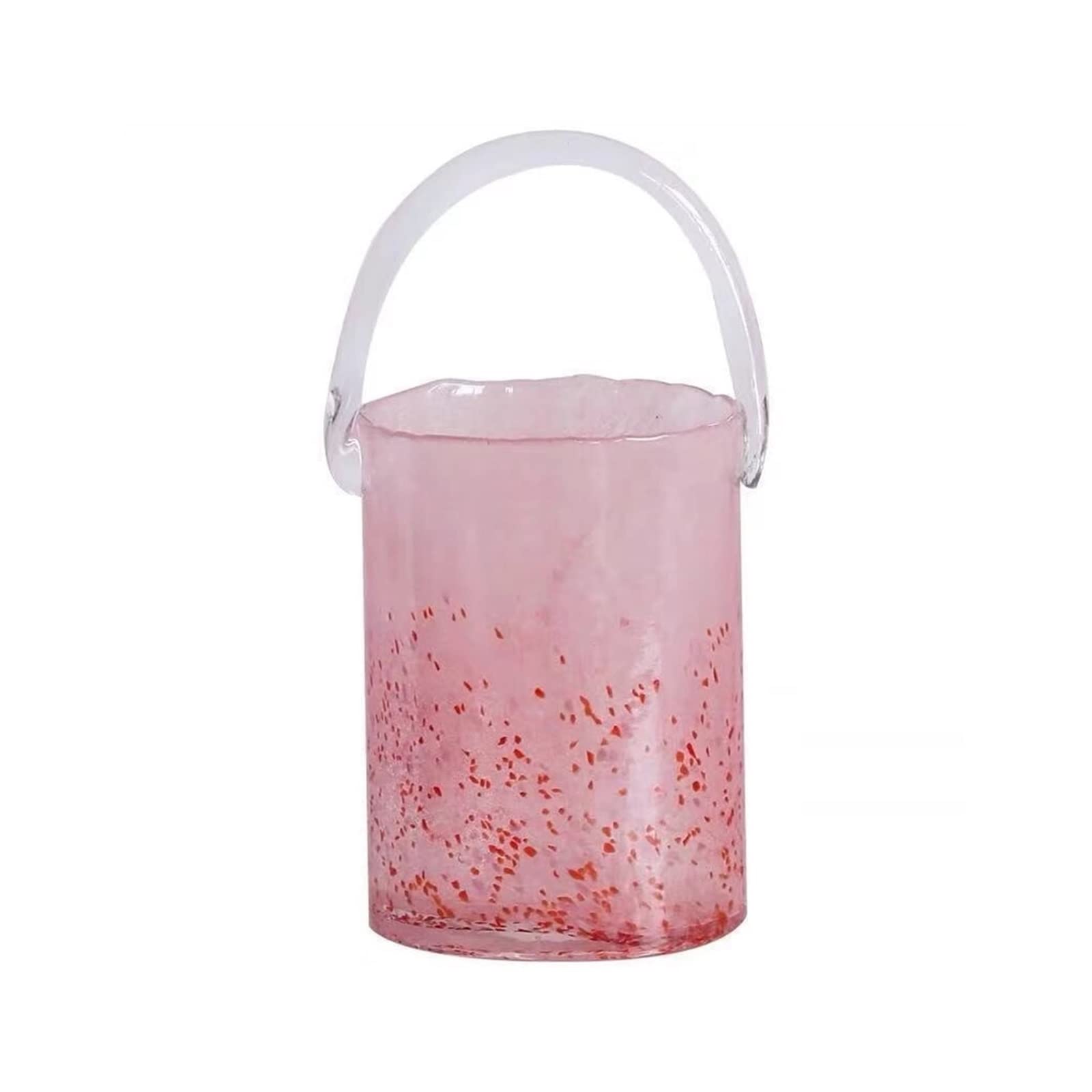 Grand vase sac à main en verre rose au style porcelaine rétro chic