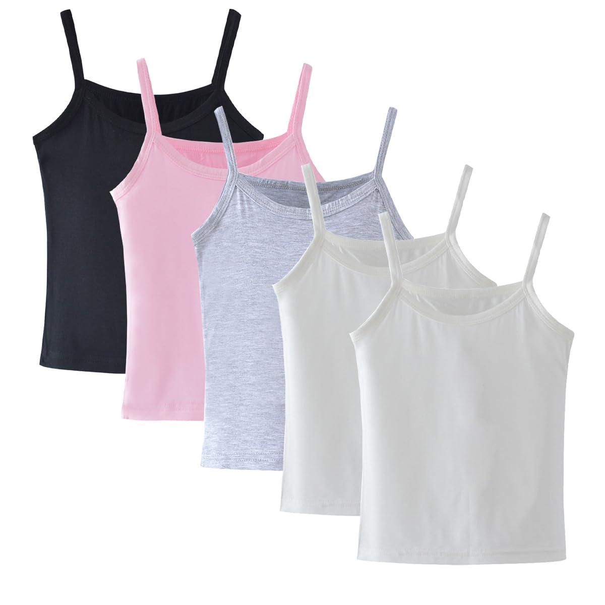 5er-Pack Cami-Westen für Mädchen, weiche, ärmellose Kinder-Unterhemden, einfarbige Tanktops für Kleinkinder, Racerback-Ballett-Tanzbekleidung
