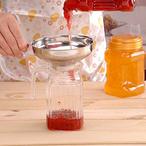 Stainless Steel Canning Funnel, Wide Mouth Jar Funnel With Handle For Wide And Regular Mouth Jars, Food Grade Metal Jam Funnel, 5.5-Inch Large Kitchen Funnels By Hoxha #TOP5