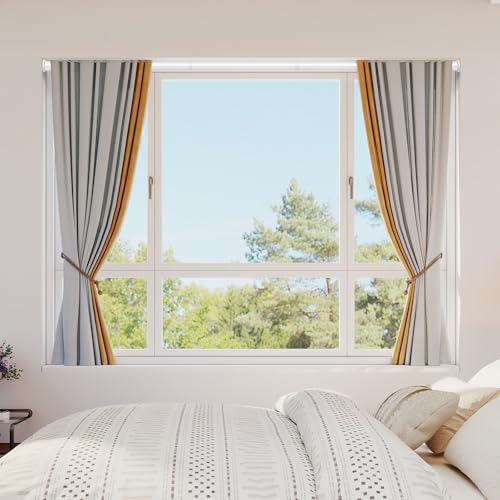 Image of MEXAU 4 Pack Spring Tension Curtain Rods 24-46In White Shower Curtain Rod | Adjustable Spring Tension Rods No Drilling for Window Closet Kitchen Wardrobe Bathroom, Non Slip Tension Rods ,7 /8 inch Diameter