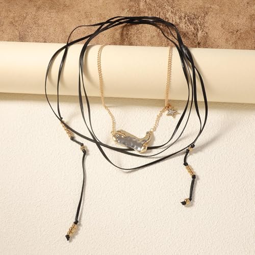 Pendentif chaîne gothique à plusieurs couches avec long collier en cascade