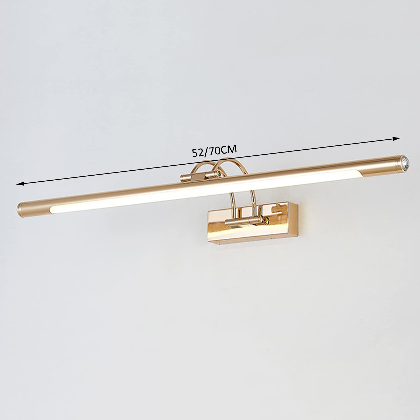 Vanity Lighting Simple 52/70cm Espejo Luces Delanteras, Nordic Golden Postmodern Hotel Apartment Impermeable Mural Tocador Maquillaje Led Espejo Gabinete Lámpara Luces De Baño, 52CM (70CM)