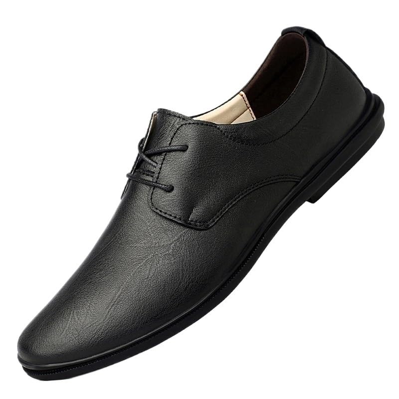 Casual Dress Shoes for Mens Shoes Dress Oxford for Men Lace Up Round Toe Vegan Leather Shoes Slip Resistant Low Top Anti-Slip Non Slip Flat Bottom Party Formal Shoes