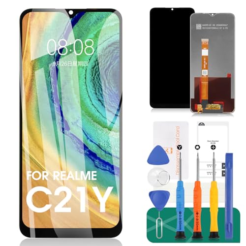 Para OPPO Realme C21Y Pantalla LCD para Realme C25Y Reemplazo de pantalla para Realme C21Y/C25Y Kit de reparación de digitalizador de pantalla táctil (negro, sin marco)