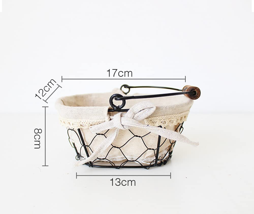 Cesta de Almacenamiento portátil Multifuncional de Estilo nórdico con Forro de Lino para Verduras, Huevos, comestibles, Frutas-Oval