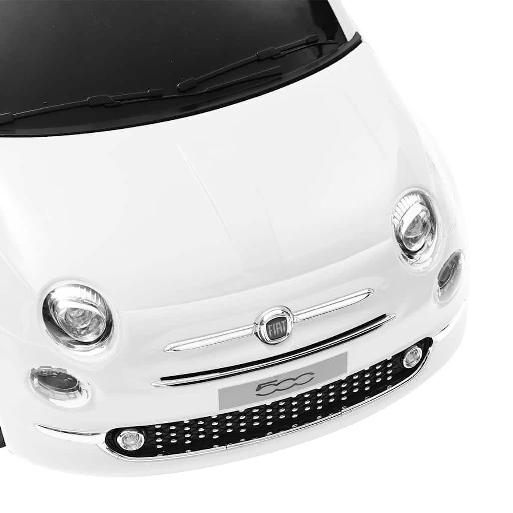 Kinder-Elektroauto FIAT 500 Weiß Kunststoff mit LED-Frontlicht 113x67,5x53 cm für 3-6 Jahre 30 W Motor 2-3 km/h Geschwindigkeit mit Musik und Sicherheitsgurt für Garten und Wohnung