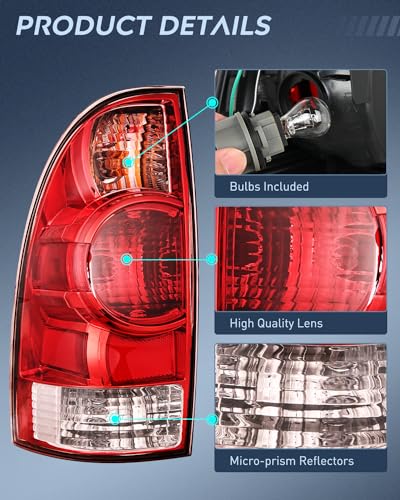 Image of Nilight Taillight Assembly Compatible with Toyota Tacoma 2005 2006 2007 2008 2009 2010 2011 2012 2013 2014 2015 Rear Tail Light Lamp Replacement OE Style Driver Side