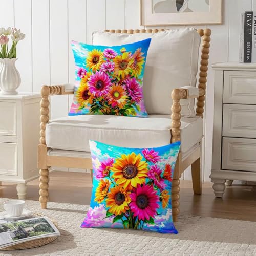 Housses de Coussin avec Fermeture éclair Invisible Fleur Velours Imperméable - 4