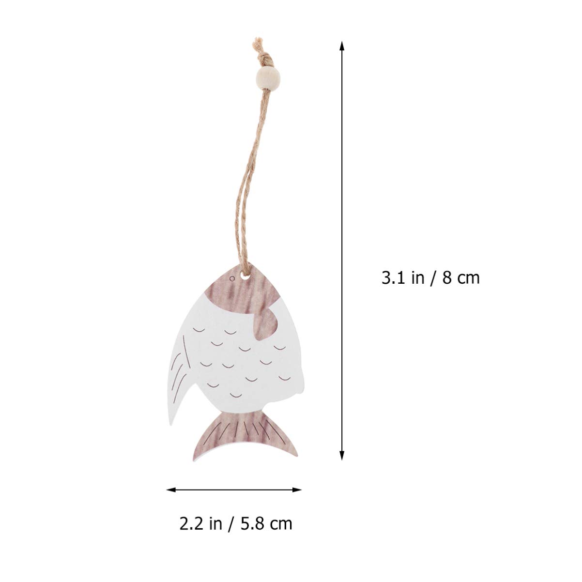 EXCEART Fish Shaped Hanging Wooden Pendants 4 Pieces 3.15X2.28 Inch Nautical Decor for Home Bar Hotel Festival Diy Craft Ornaments - Image 4