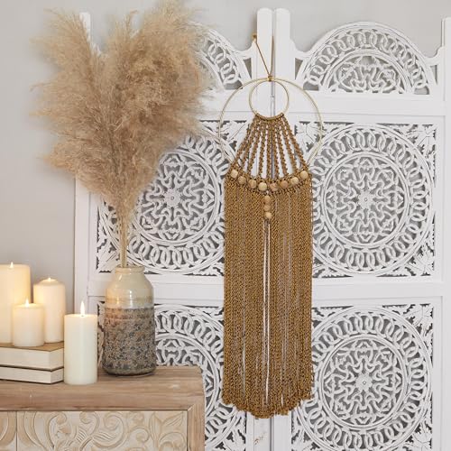Décoration murale macramé marron franges salon 96 cm - 5