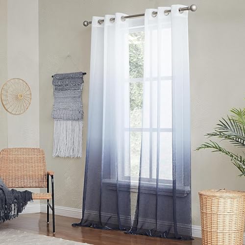 Rideaux semi-transparents noirs de luxe en polyester mélangé - 2
