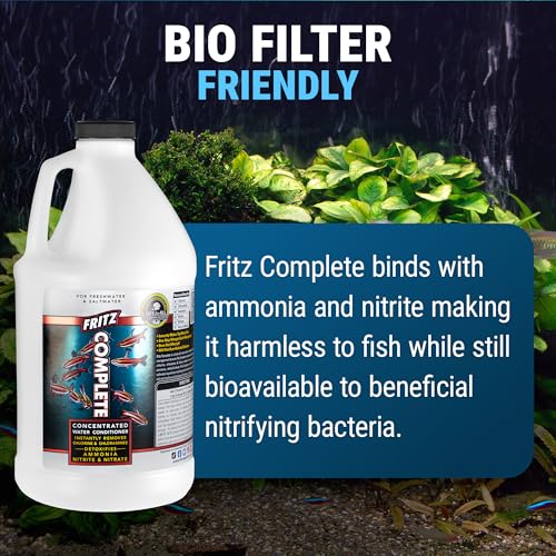 Image of Fritz Complete - Concentrated Water Conditioner /Tap Water Dechlorinator, Instantly Detoxifies Chlorine, Chloramines, Heavy Metals, Ammonia, Nitrite /Nitrates, for Fresh and Saltwater (64 oz)