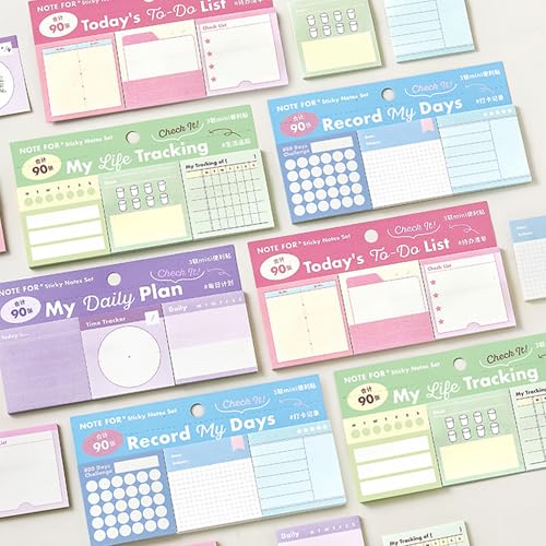 Notes autocollantes pour suivi des habitudes et gestion du temps