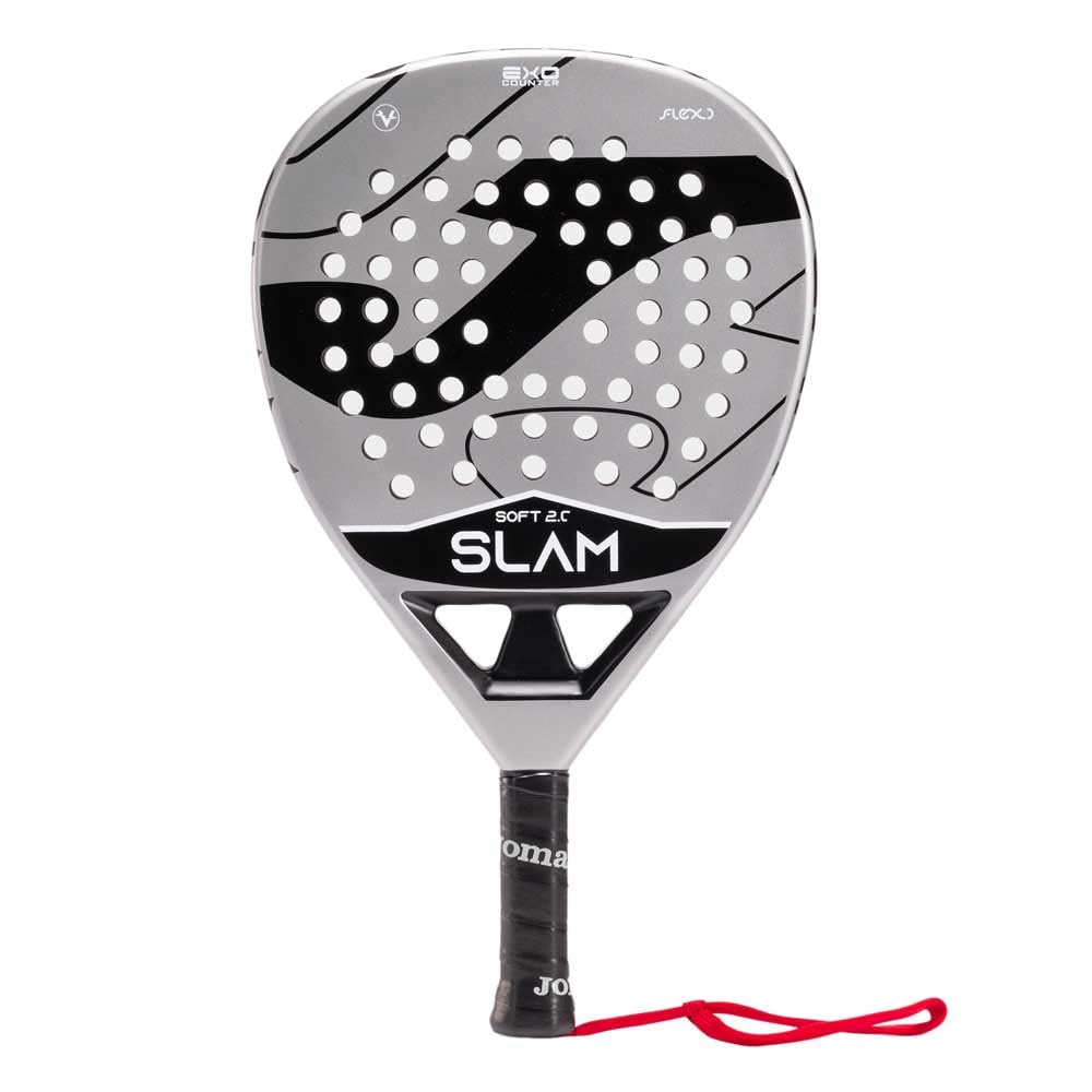 Joma Racchetta da paddle professionale Slam Soft con tecnologia Rotarion e Vibra - out, 350 g - Grigio Nero - Include custodia