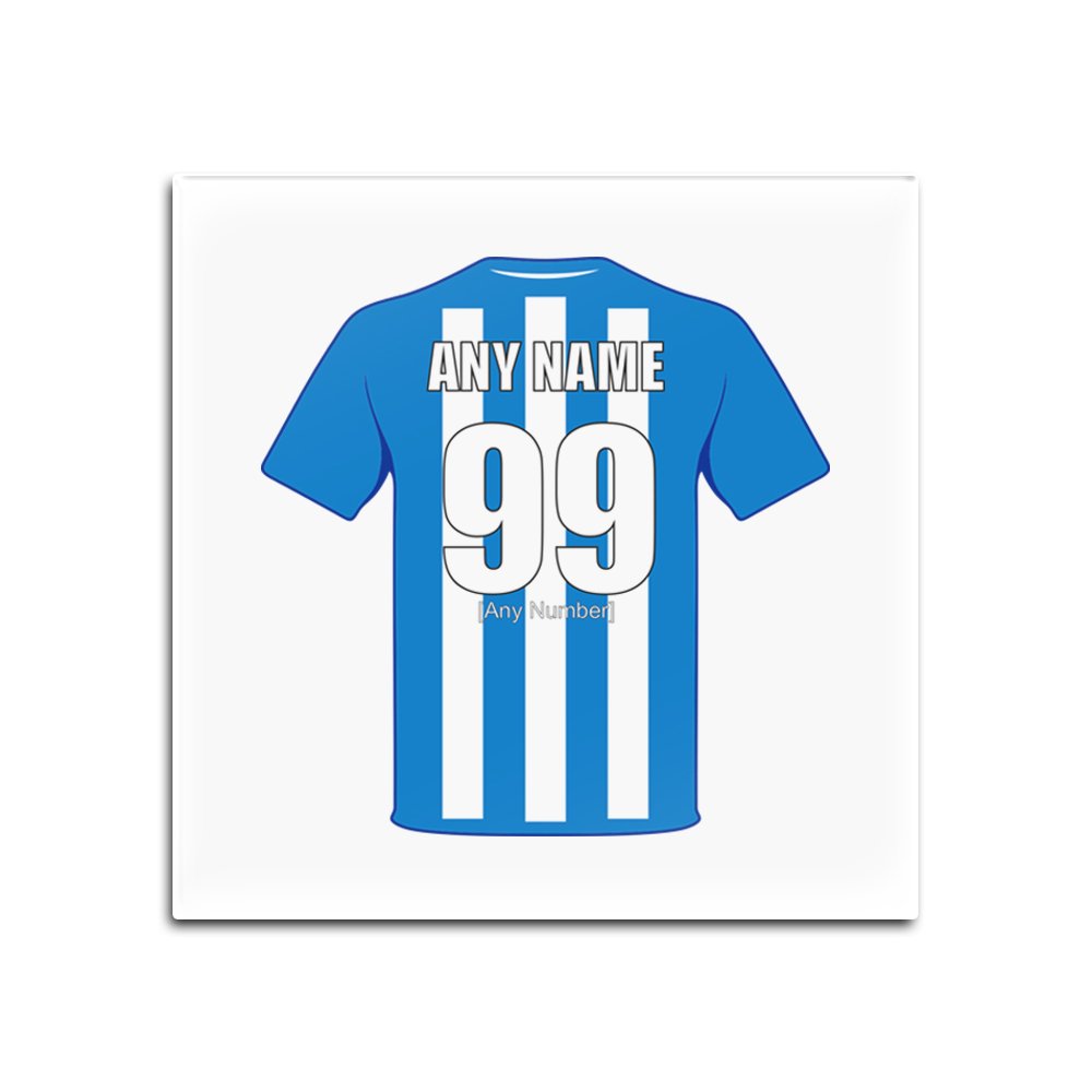 Personalised Gift - Huddersfield Town Square Gloss Hardboard Coaster (Football Club Design Theme, Colour Options) - Any Name/Message on Your Unique Mat Pad - The Terriers