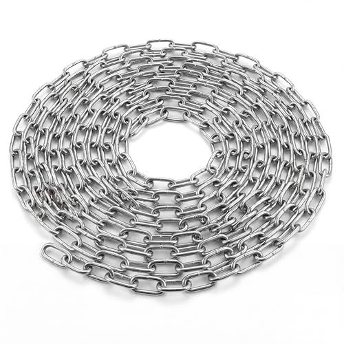 QWORK® 304 chaîne en acier inoxydable 10m Φ3mm, chaîne en acier, pour chaîne de chien, des chaises suspendues, des hamacs, des sacs de boxe