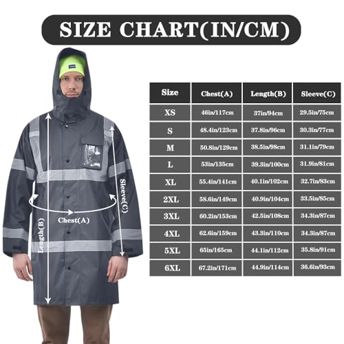 Image of A-SAFETY High Vis Rain Jacket Trench Coat &Safety Rain Jacket RIVER OTTER Rain Bibs ANSI Class 3