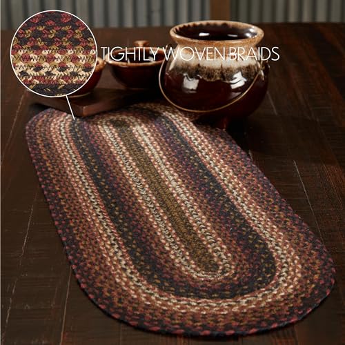 VHC-Brands-Country-Beckham-Table-Runner-Red-Black-Tan-Jute-Blend-Oval-13×36-Inches VHC Brands Country Beckham Table Runner Red Black Tan Jute Blend Oval 13×36 Inches