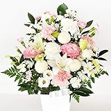 フラワーキッチンお供え 花 洋花を使った旬のおまかせ お供え花 Lサイズ (カラー： 白にピンク系を入れて) アレンジメント お悔やみ 花 お彼岸 お盆 新盆 命日 法要 四十九日 弔花