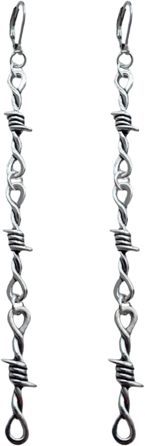 Thorns Wire Charm Leverback Earrings for Her, Punk Gothic Decorative Long Pendant Dangle Earrings, Cool Accessories for Men Women