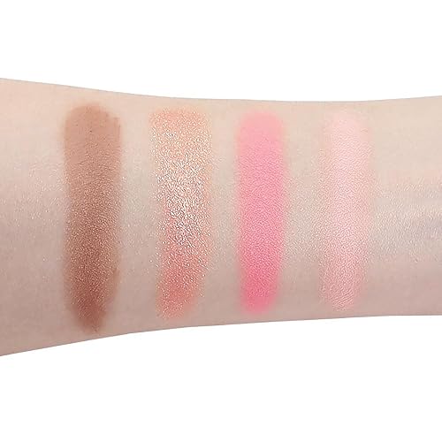 Miniatura 3 de Kaely Paleta de sombra de ojos con purpurina rosa, 4 paletas de sombra de ojos coloridas, paleta de sombra de ojos mate brillante, paletas de