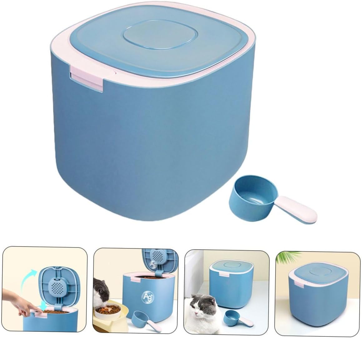 11l Sealed Pet Food Storage Bucket Moisture-proof Grain Holder with Lid Large Capacity Container for Dog and Cat Food Kitchen Countertop Use