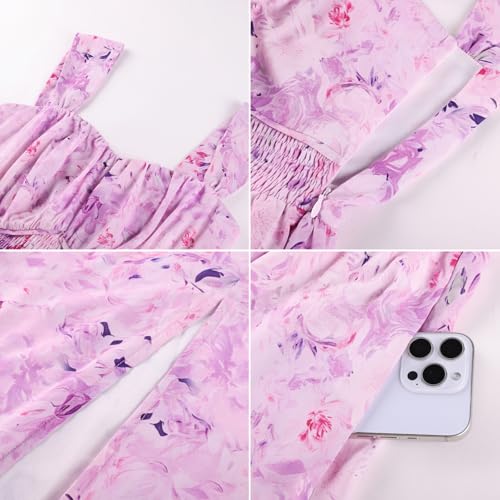 Image of GRACE KARIN 2026 Women's Summer Floral Wedding Guest Dress,Beach Flowy A Line Maxi Off Shoulder Bridesmaid Dresses