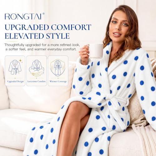 Image of RONGTAI Womens Bathrobe Ladies Fleece Plush Warm Long Robes Fleece Nightgown Sleepwear