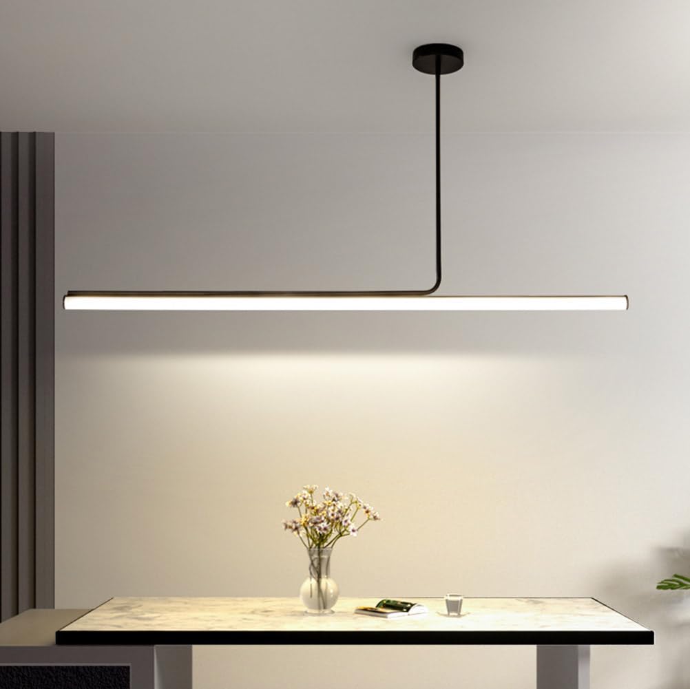 Lampada a Sospensione a LED da 40 W, Moderna, dimmerabile, per Tavolo da Pranzo, con Telecomando, Design lineare, Lampada a Sospensione per Soggiorno, Ufficio, Cucina, Isola, Ristorante