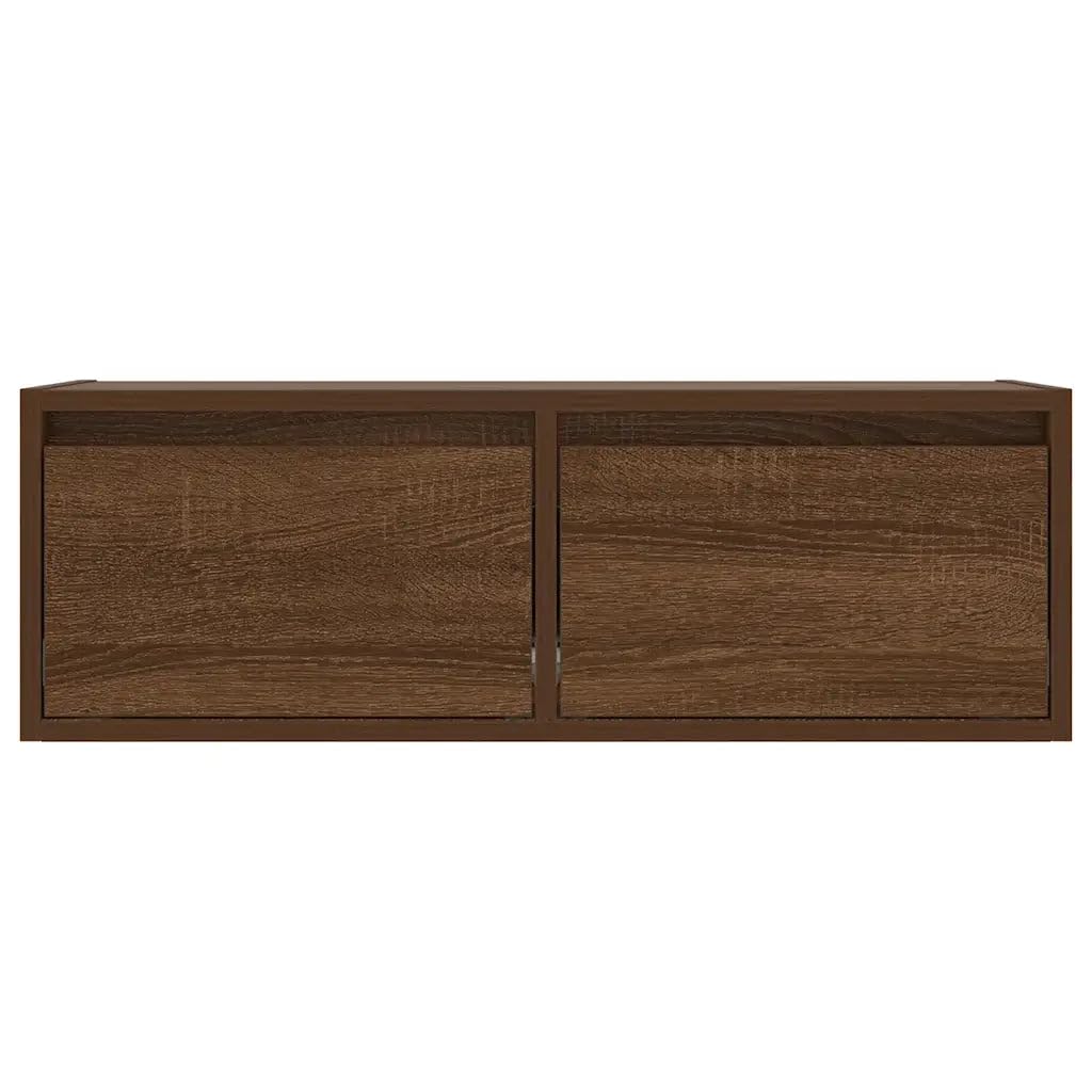 Mueble de TV de pared con luces LED, almacenamiento 75 x 35 x 25 cm, estilo moderno de madera de ingeniería, color marrón 02_0051324