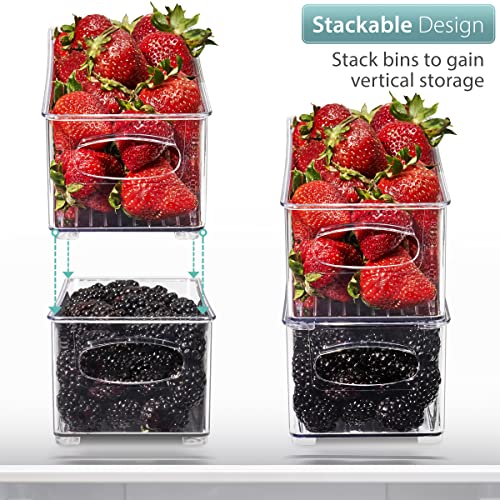 Sorbus Stackable Refrigerator Organizer Bins - Clear Storage Bins for Kitchen Pantry, Freezer & Fridge Organization - Food Organizing Plastic Containers with Handles for Countertops & Drawers (6 Pack) by Sorbus - Image 3